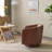Brown Pu Living Room Swivel Accent Chair