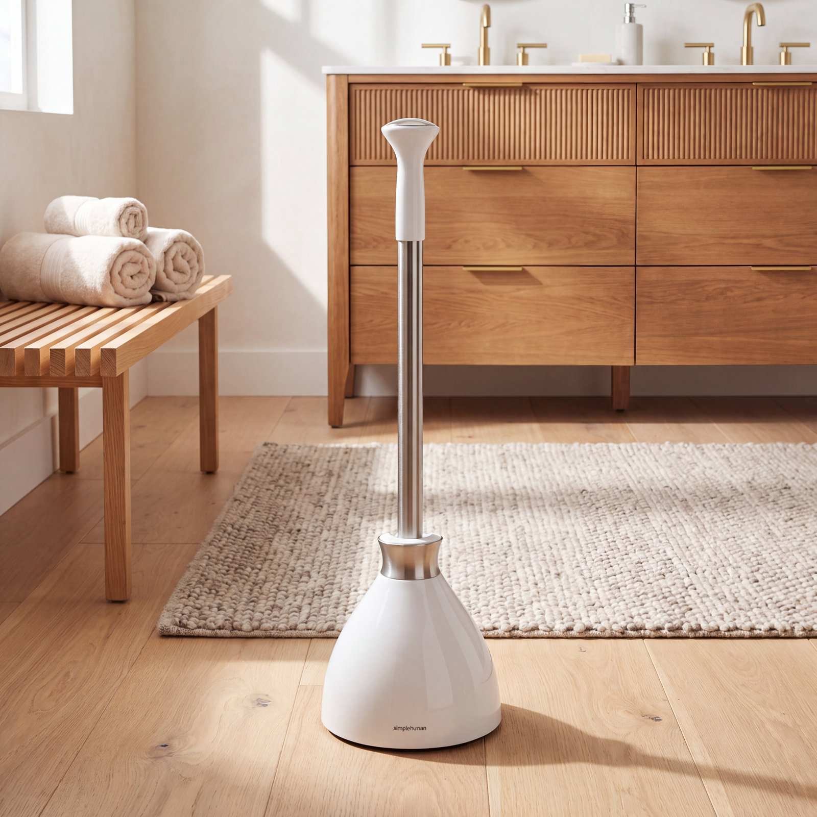 Simplehuman Toilet Plunger and Caddy, White