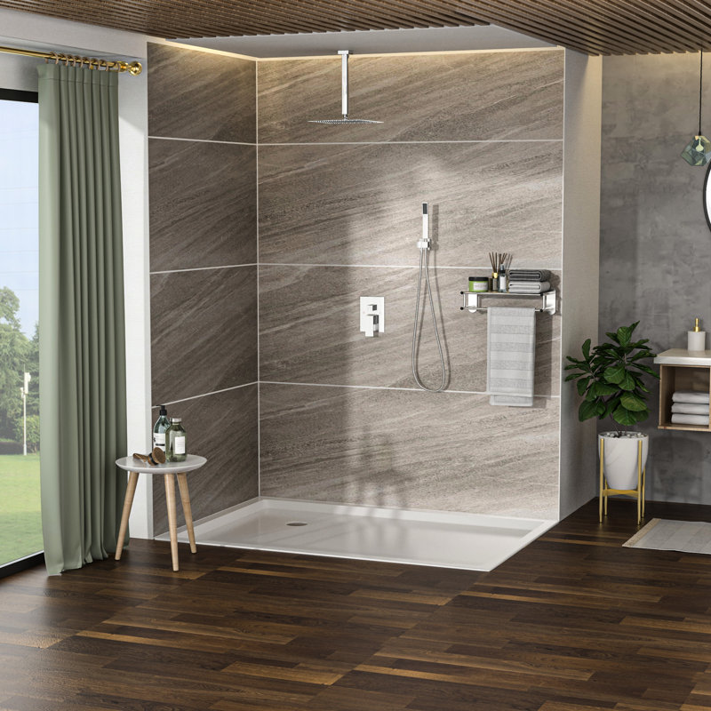 Shower - 16 Inch Ceiling Mount Square Dual Head With -Balanced Valve, Rainfall And Handheld, Easy Installation Darkening Resistance In Oxidation