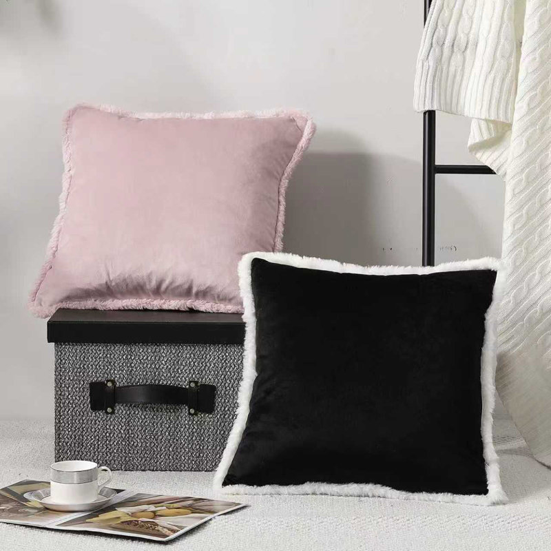 Ensemble de 2 housses de coussins décoratifs, housse de coussin à bord doux avec pampilles, décor de maison moderne Boho pour canapé-lit 18 po x 18 po (noir)