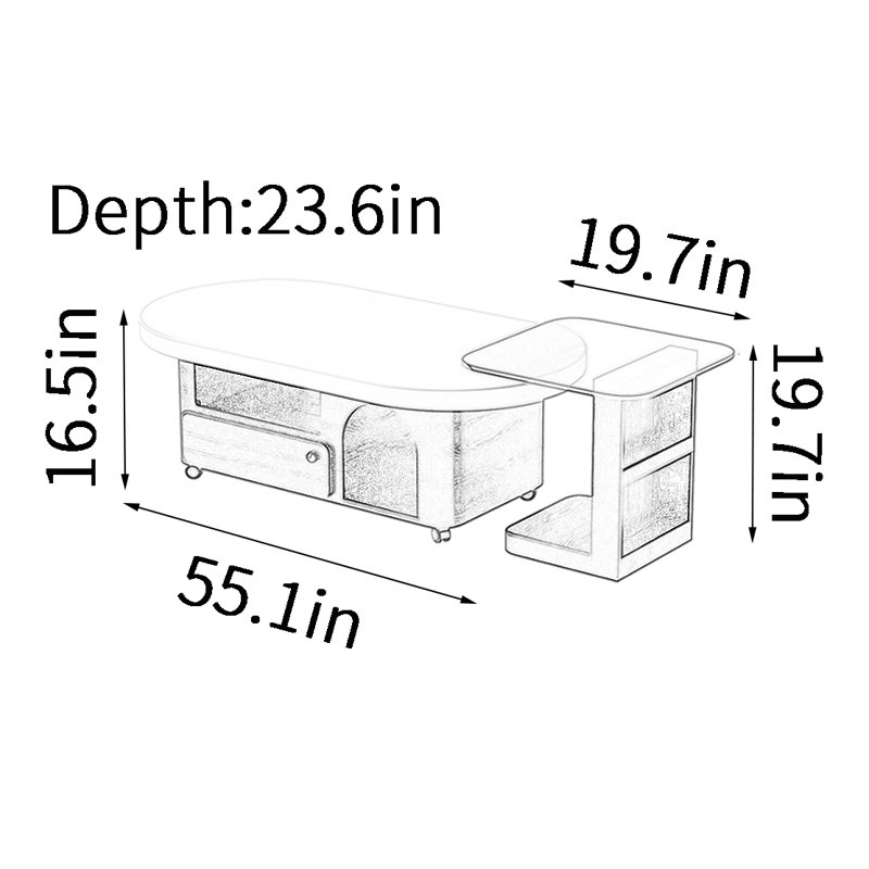 Ensemble de tables basses portatives, H 16,5 po x L 55,1 po x l 23,6 po