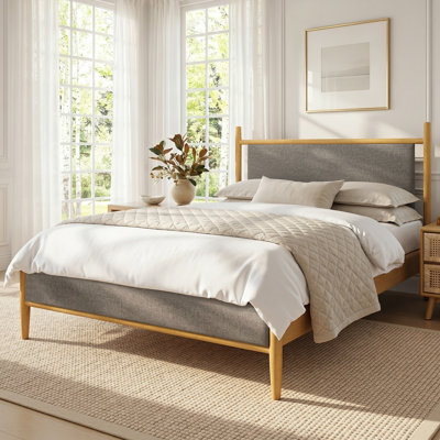 Lit plateforme tapissier Mid-Century