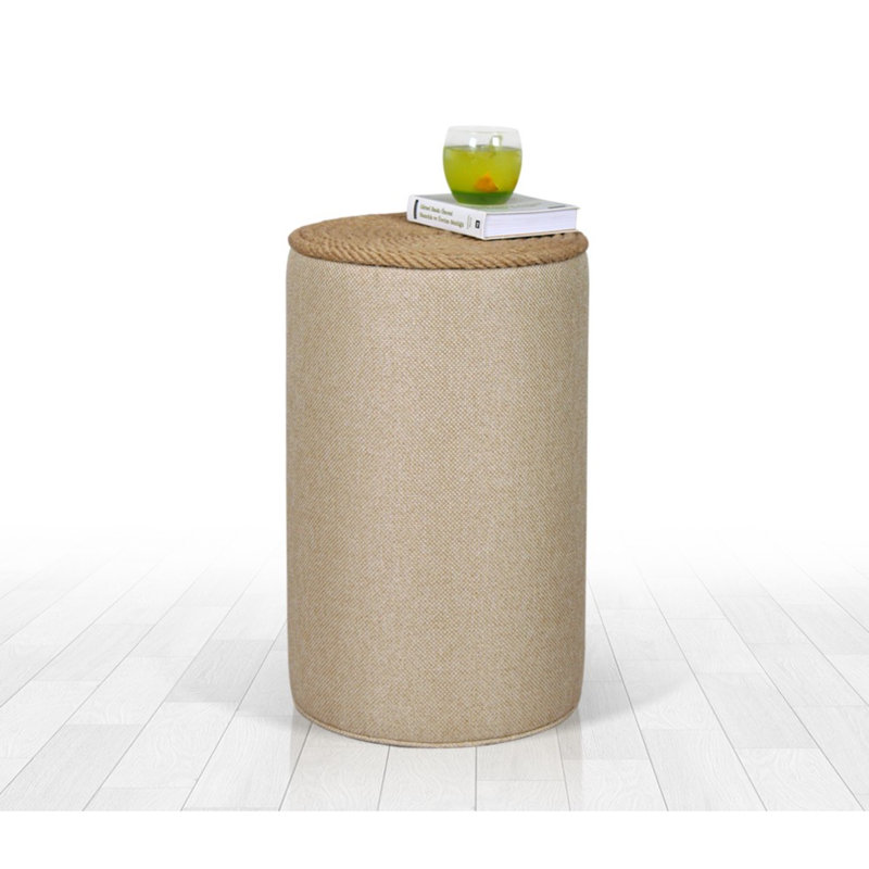 Pouf bohémien avec pieds cachés recouverts de PVC, crème, 20,5 po x 12,2 po | 50% coton / 50% lin, éponge de 0,4 po, pieds de 0,4 po | Design scandinave élégant pour le salon, la chambre à coucher et les espaces confortables