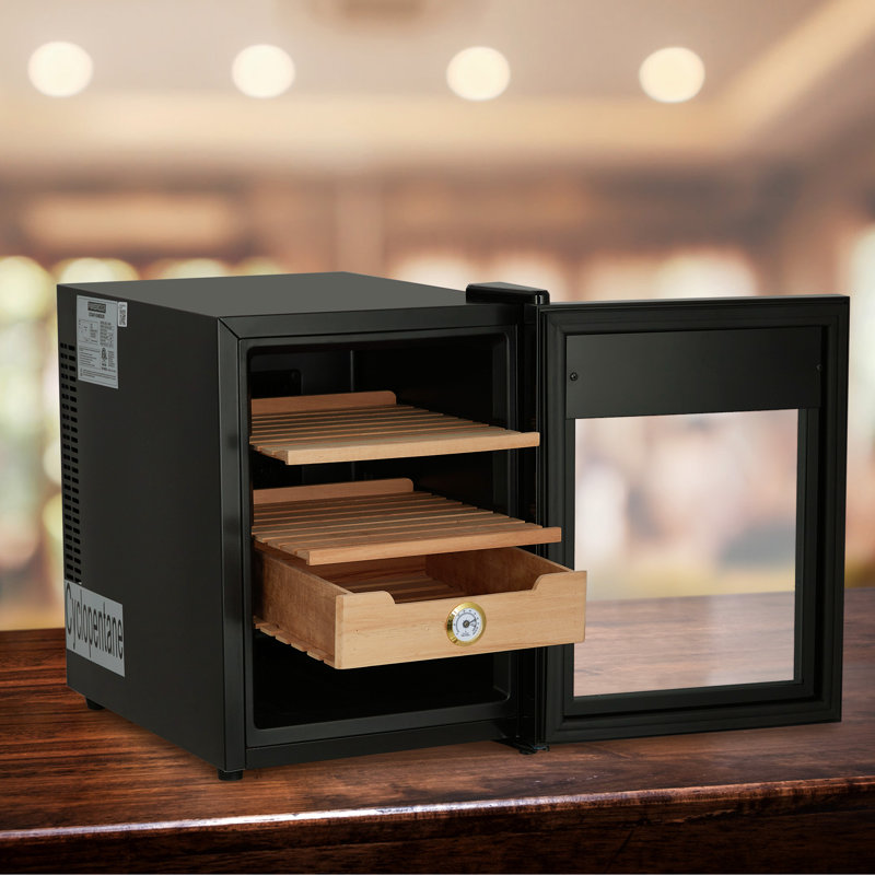 Armoire à cigares 200 comptoirs, humidificateur électrique 3 en 1 33L avec hygromètre, humidificateur, ventilateur de refroidissement et doublure en cèdre espagnol, système de contrôle des lumières, tiroirs de bureau multiples, cadeau pour les amateurs de cigares