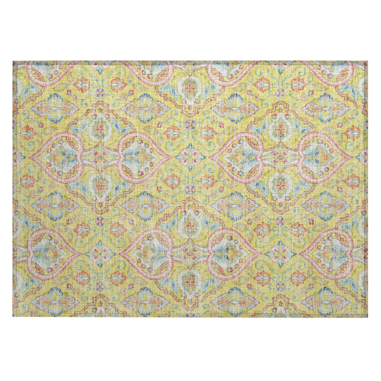 Machine Washable Indoor/Outdoor Husby ACN2207 Bohemian Rug