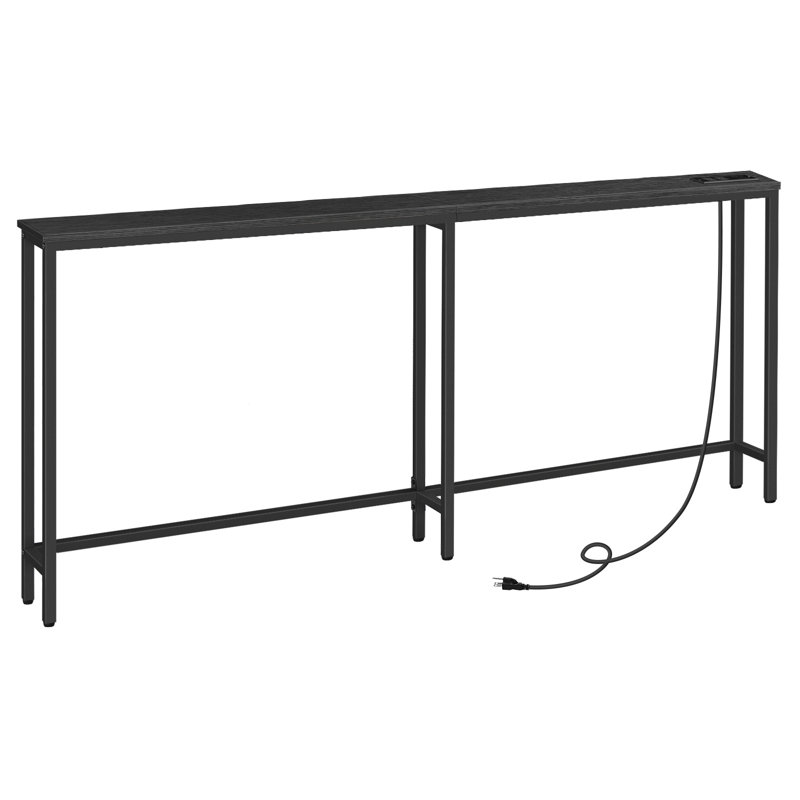 Canapé-console avec prise de courant Castiglione, H 31,5 po x l 70,9 po x P 5,9 po, Noir, noir, noir, noir