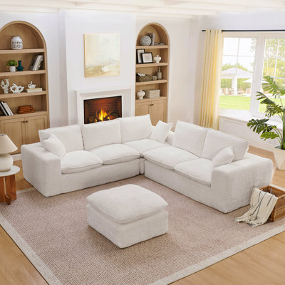 Canapé modulaire en forme de L de 107 po avec repose-pieds mobile en forme de L pour le salon, canapé Cloud confortable avec coussins, combinaison de bricolage