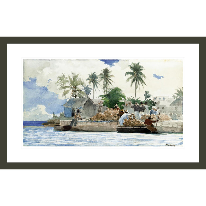 «Sponge Fishermen Bahamas» par Winslow Homer, impression giclée sur cadre, H 19 po x l 29,5 po