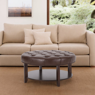 Faux Leather Ottoman