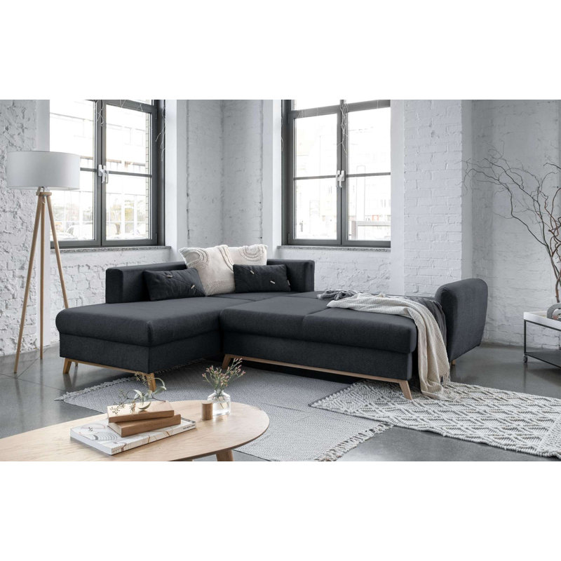 Scandic Lagom 6 Seater Sofa Bed, Left facing, Dark Grey