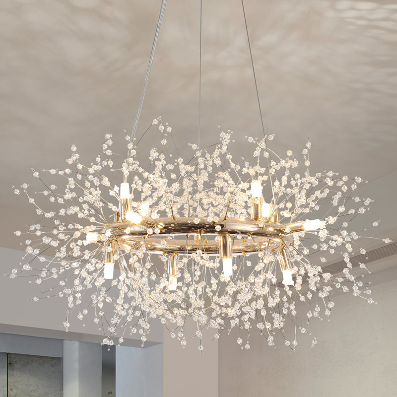 Lustre en cristal 12 lumières Hawraa, Or