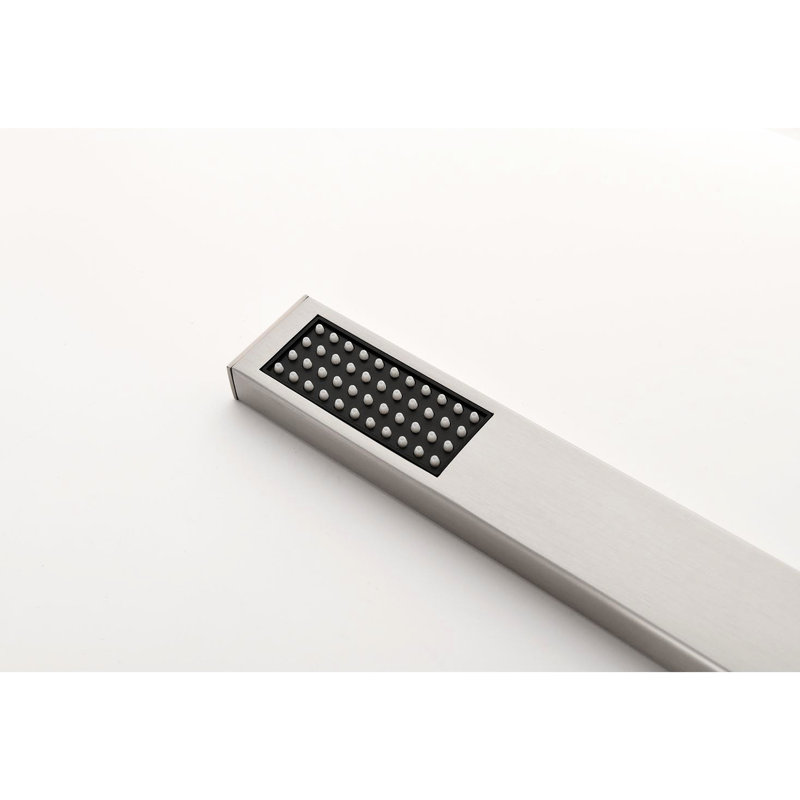Système de douche pour salle de bain avec tête de douche murale en nickel brossé, pluie double et gouttes de pluie