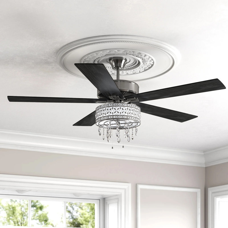 Ventilateur de plafond avec lustre en cristal à DEL à 5 pales 52 po Bainbridge, Chaînette
