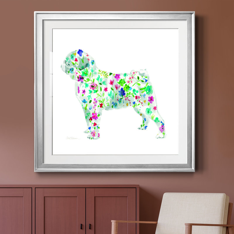 Tapisserie carlin - peinture encadrée, H 30,5 po x l 30,5 po x P 1,5 po, Papier avec cadre argenté