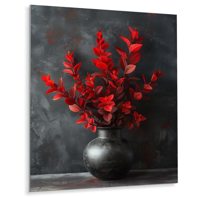Décoration murale rouge rouge noir eucalyptus III - eucalyptus, H 20 po x l 12 po x P 1 po, Métal métal