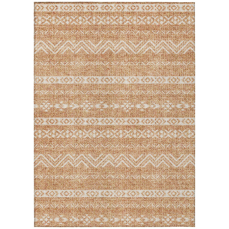 Tapis intérieur / extérieur lavable en terre cuite et beige 3 pi x 5 pi Southwestern