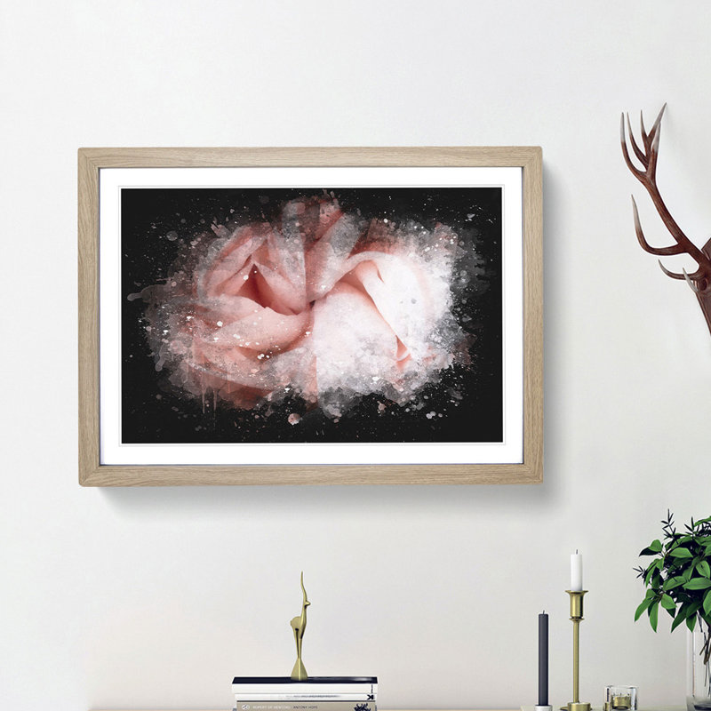 Petals of a Pink Carnation - Picture Frame Graphic Art Print, 24cm H x 33cm W x 2cm D, Oak Framed
