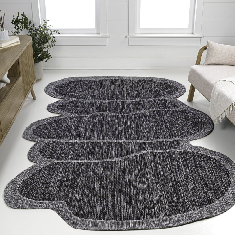 Monte Modern Rustic Abstract Dark Gray/Gray Indoor/Outdoor Rug, Novelty 7'9" x 10'