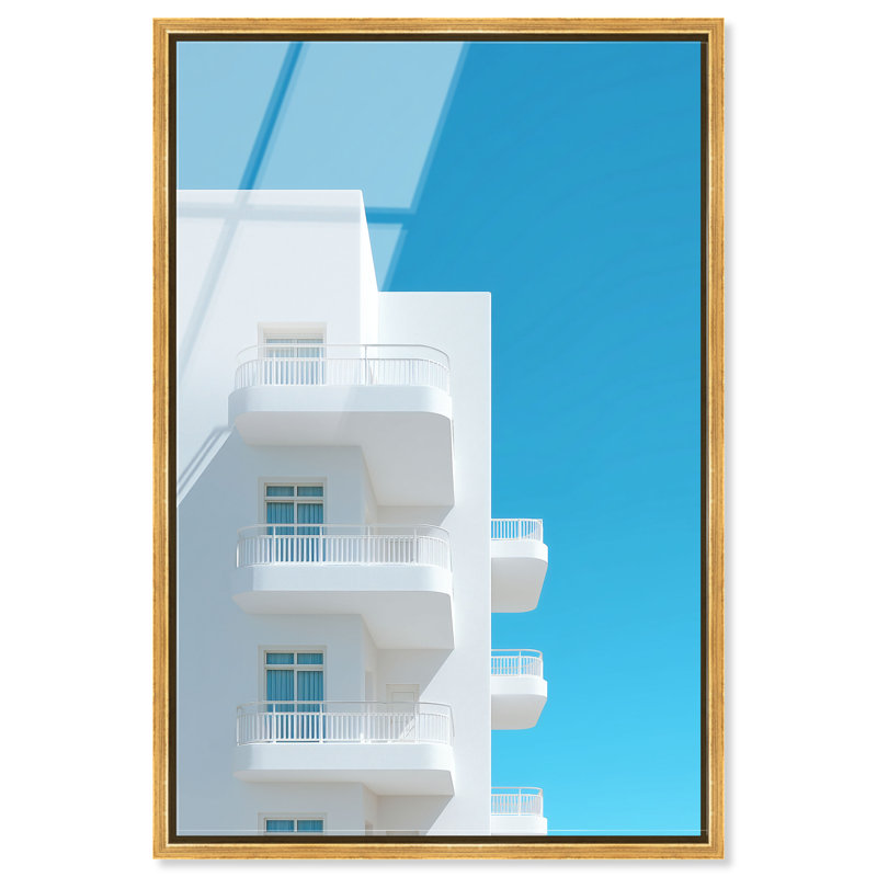 Modular White II Print by Oliver Gal, 17"H x 25"W, Gold Floater Frame