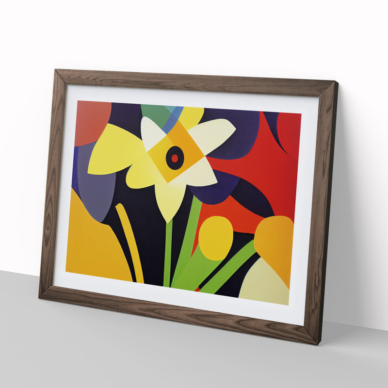 Abstract Daffodil Flowers Vol.2 - Framed Print, 46cm H x 64cm W x 2cm D, Walnut