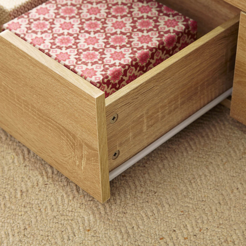 Teremba Lift Top Block Coffee Table with 2 Drawer Storage, Oak