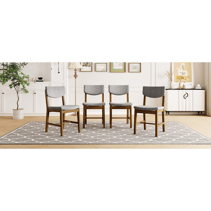 Chaises d'appoint rustiques en noyer, bois massif avec coussins gris pour des espaces polyvalents