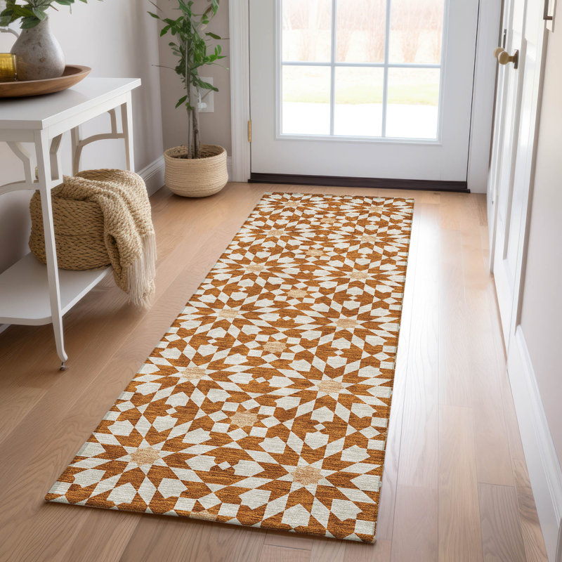 Washable Floral Indoor / Outdoor Rug, Runner 2'3" x 7'6"