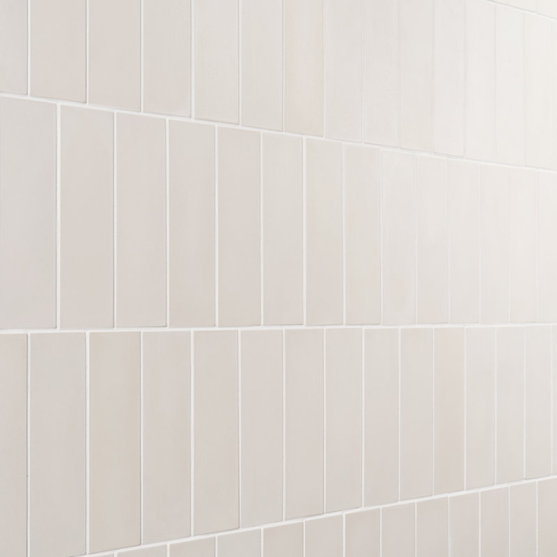 Groovy 2" x 8" Glossy Lava Stone Subway Wall Tile (3.88 Sq. Ft. / Case), Chalk White