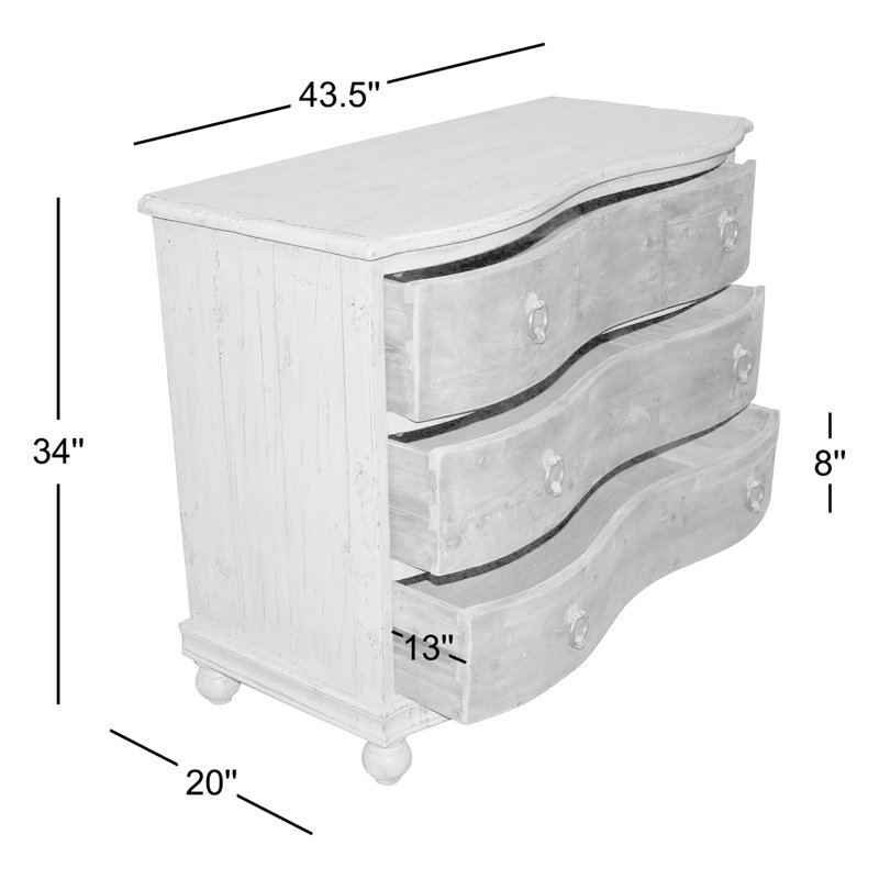 Commode 3 tiroirs l 43,5 po Steffi, Gris