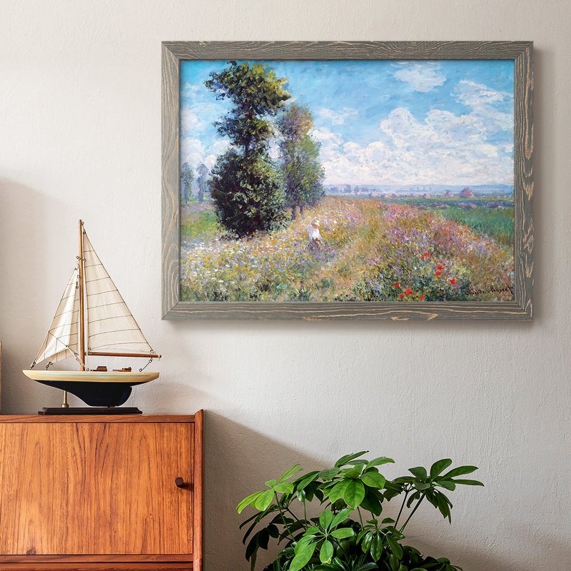 «Meadow with Poplars», 1875 - reproduction d'art sur toile simple, Gris, H 14 po x l 20 po x P 1,5 po