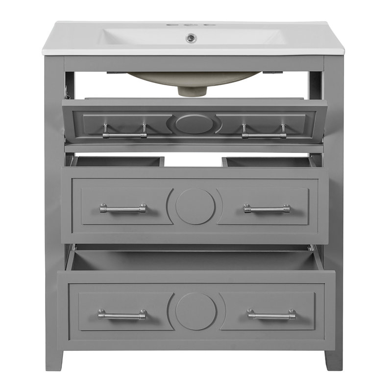 30" Bathroom Vanity with Ceramic Sink Combo