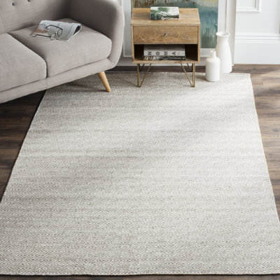 Tapis ivoire en laine tissé à la main à motif géométrique Kilim