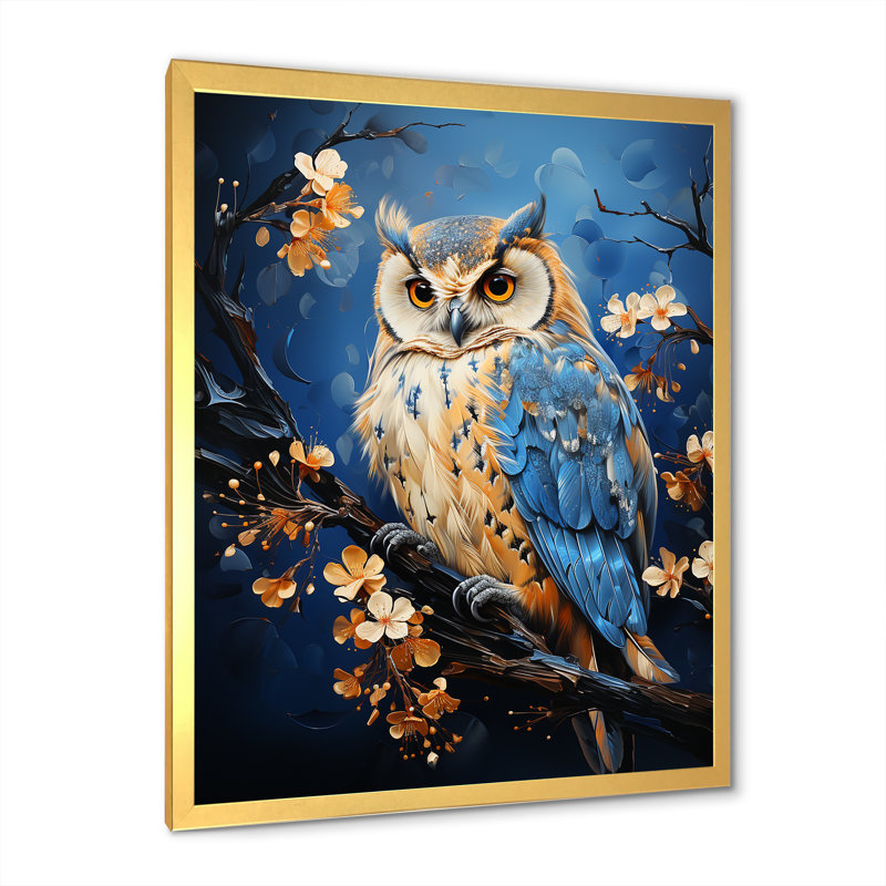 «Enchanted Forest Sentinels Owl» sur toile, Encadrement doré, H 32 po x l 16 po x P 1 po