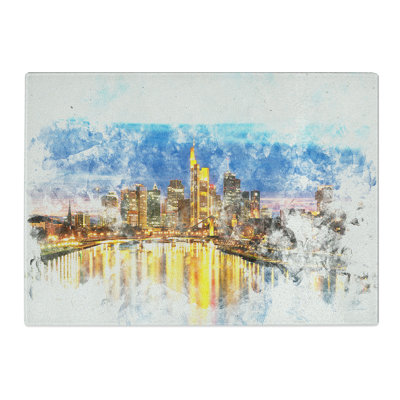 Tempered Glass Reflections of the Frankfurt Skyline Chopping Board