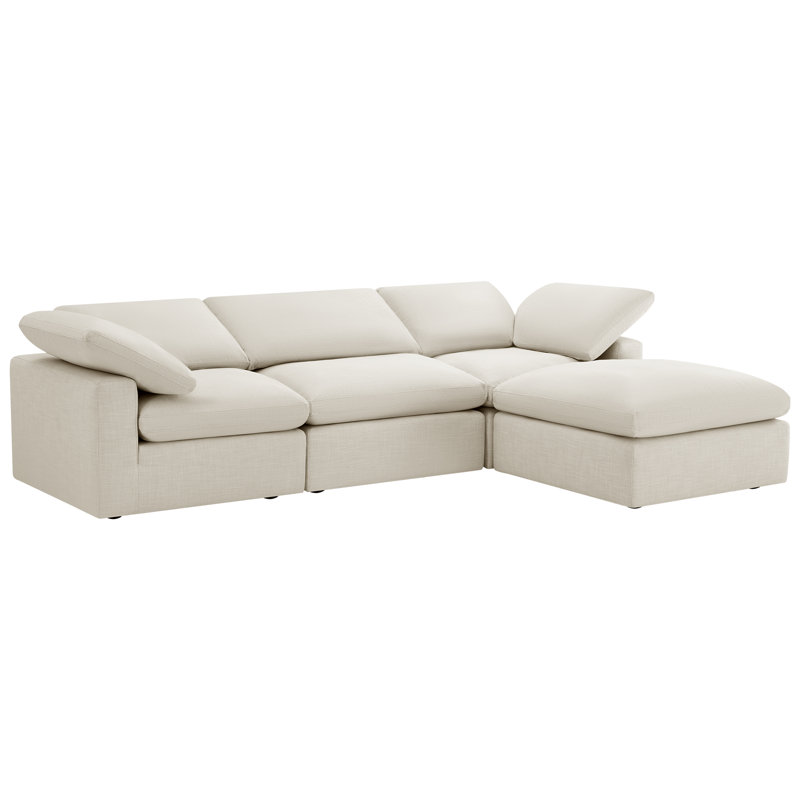 Canapé modulaire rembourré 118 pièces 4 pièces Asher, Lin ivoire, H 31,5 po x l 118,11 po x P 78,74 po