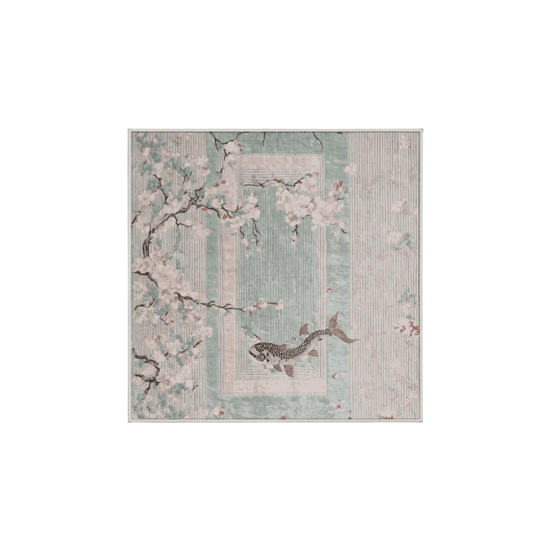 Machine Washable Beige Area Rug, Square 3'
