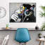 Singe portant des écouteurs sur toile, ensemble de 2 pièces-92829632