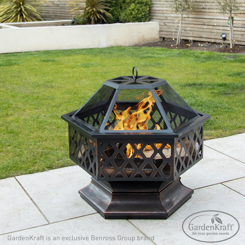 Auzenne Hexagon Iron Wood Burning Fire Pit