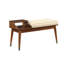 Banc Millie, tissu beige et noyer