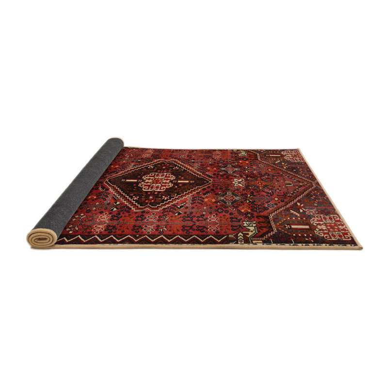 Tapis de style oriental rouge, Rond 7 pi