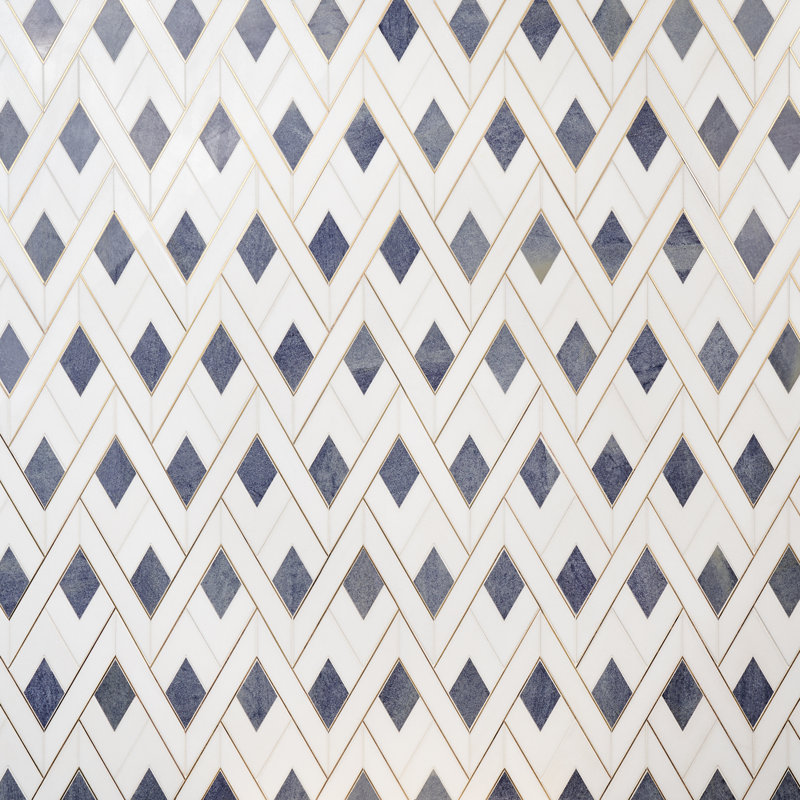 Kappa 12.12'' W x 15.59'' L Marble Tile Mosaic Sheet, Azul Blue