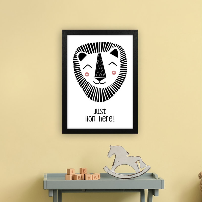 Lion by Miniofmine - Print, 46cm H x 34cm W x 3cm D, Brown Framed