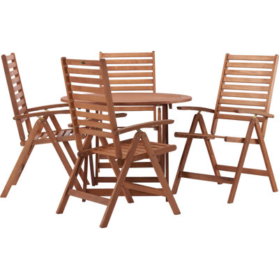 Aarini 4 - Person Wood Patio Dining Set with Round Table