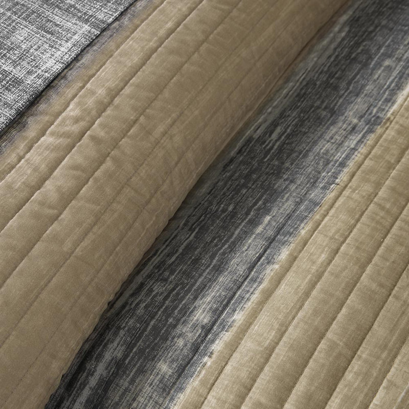 Taupe Full Microfiber Reversible Quilt and Sheet Set