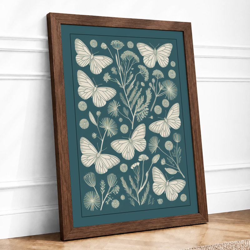 Butterflies and Botanicals Botanical - Framed Print, Walnut, A1 - 84.1 x 59.4 cm