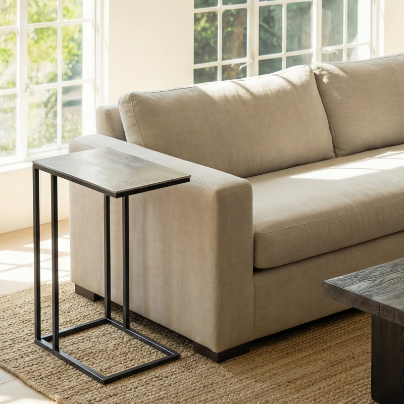 Table de bout Jonica, H 25 po x l 11 po x P 20 po, Argent rétro