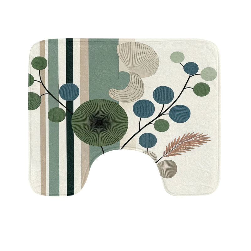  Tapis de salle de bain floral U 20 po x 16 po beige coquille d'œuf