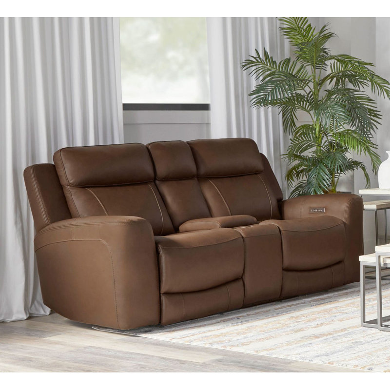 Jaspyr Power Reclining Console Loveseat, Autumn Umber