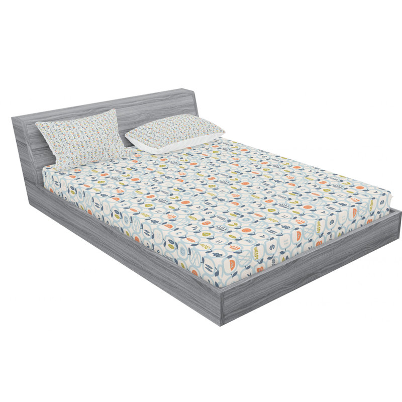 Microfiber Sheet Set, Queen Fitted Sheet with 2 Pillowcases, Scandinavian