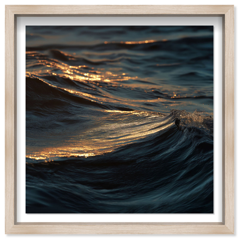 Sunset Sea I Print by Oliver Gal, 13.5" H x 13.5" W, Natural Oak Shadowbox